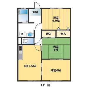 ガーデンロイヤル B(3DK/1階)の間取り写真