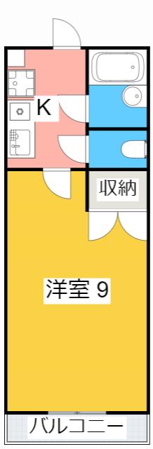 パレス内藤2(ワンルーム/1階)の間取り写真