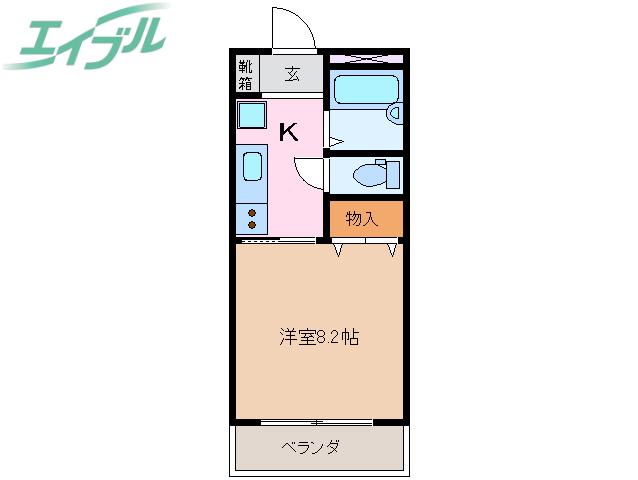 リヴィエールSHIZU(1K/2階)の間取り写真