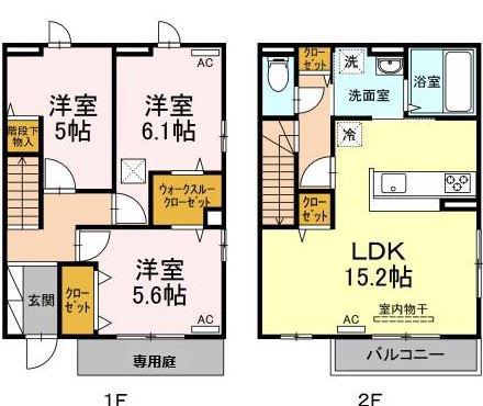 時・KAMOSU A棟(3LDK/1階)の間取り写真