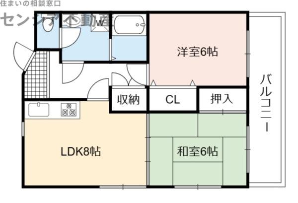 サンパレス(2LDK/2階)の間取り写真