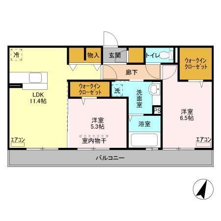 ラランジャ(2LDK/3階)の間取り写真