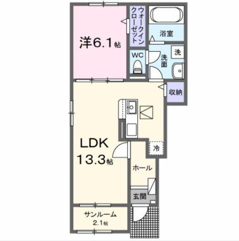 レジデンスカンタービレ B(1LDK/1階)の間取り写真