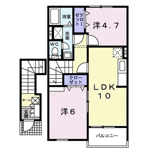 コータ・コートイデA(2LDK/2階)の間取り写真