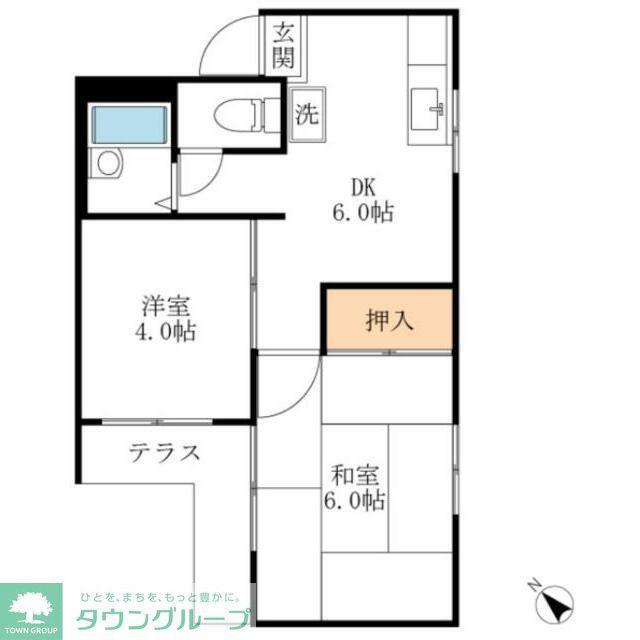 メゾンワダ(2DK/1階)の間取り写真