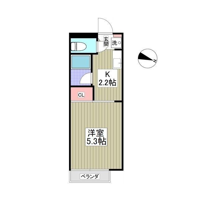 シュミットハイム(1K/2階)の間取り写真