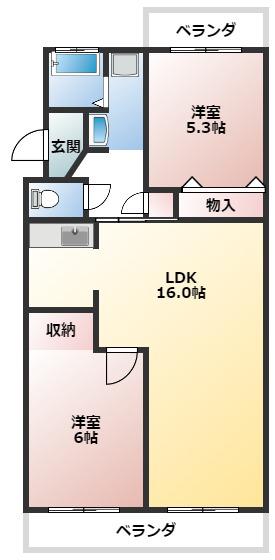 エトワールK(2LDK/2階)の間取り写真