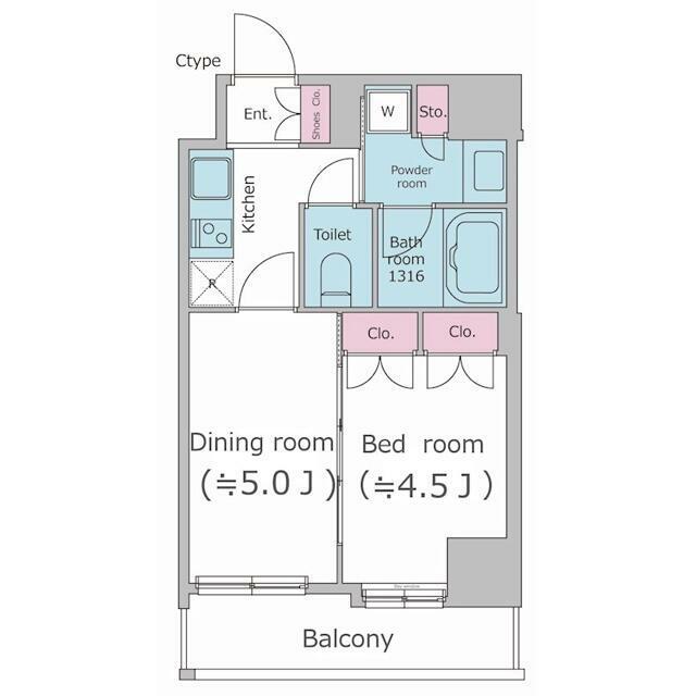 パークフラッツ渋谷代官山 部屋番号502(1DK/5階)の間取り写真
