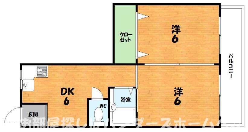 シャンテー御殿山(2DK/5階)の間取り写真