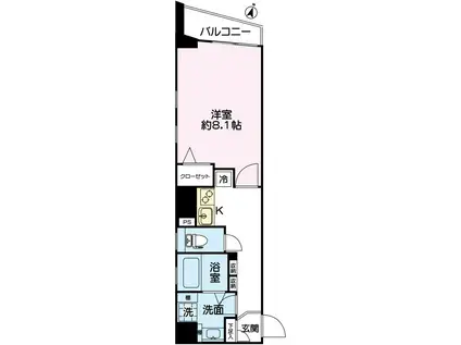 グランドゥール立教前(1K/3階)の間取り写真