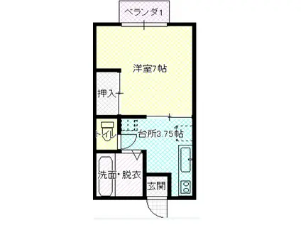 カズマス(1K/1階)の間取り写真