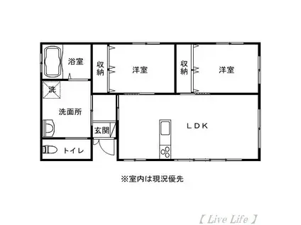 JR日豊本線 清武駅 徒歩28分 1階建 築11年(2LDK/1階)の間取り写真