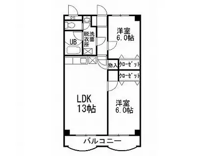 シモヒライハイツ(2LDK/1階)の間取り写真