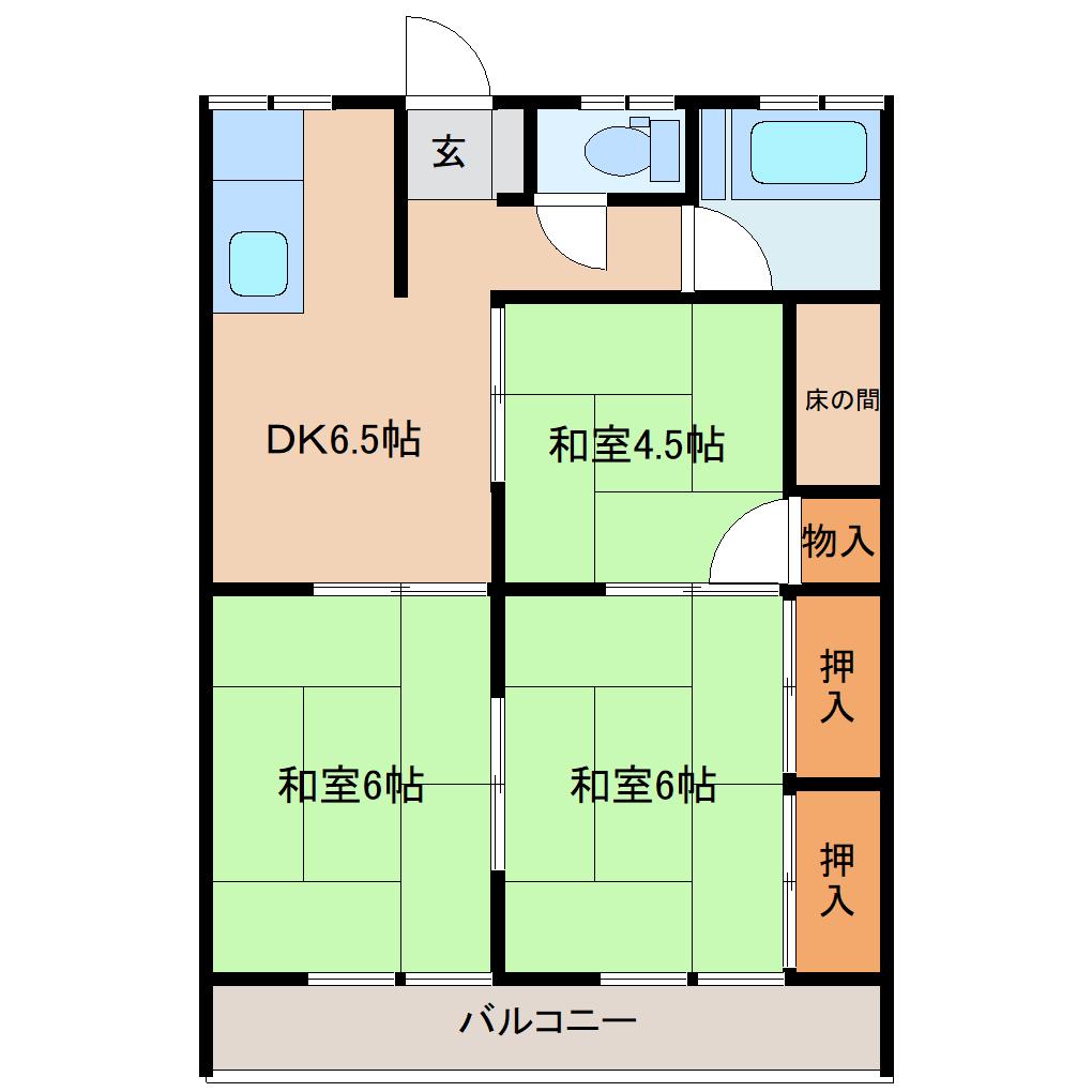 庄司ハイツ(3DK/2階)の間取り写真