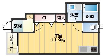 WINDS(ワンルーム/1階)の間取り写真