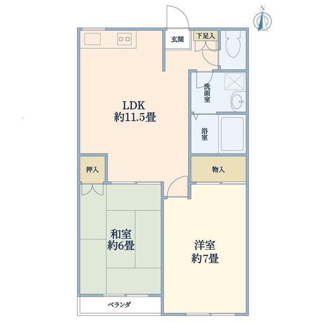 フェリース鎌倉(2LDK/2階)の間取り写真