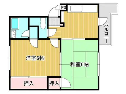 シャトレ泉台IIA(2DK/4階)の間取り写真