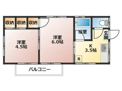 竹内アパート(2K/2階)の間取り写真