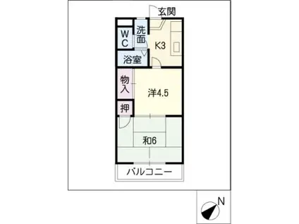 ドゥーロジュマン(2K/1階)の間取り写真