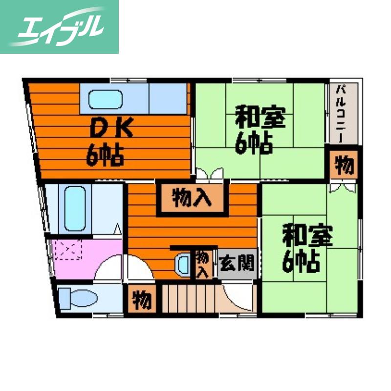 コーポNK(2DK/2階)の間取り写真