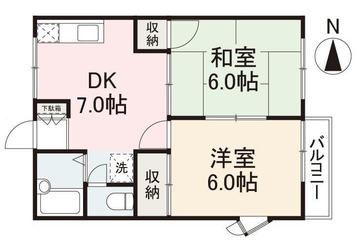 フィルハイツ円座(2DK/2階)の間取り写真