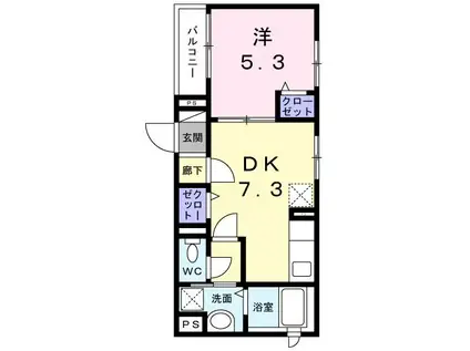 ソレイユ深沢(1DK/1階)の間取り写真