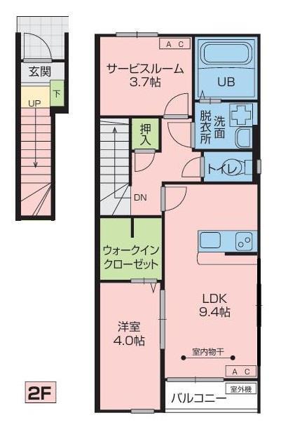 C.COURT(1SLDK/2階)の間取り写真