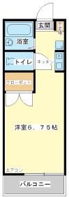 ハミング玉手(ワンルーム/2階)の間取り写真