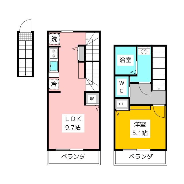ノーザンロード東伏見(1LDK/2階)の間取り写真