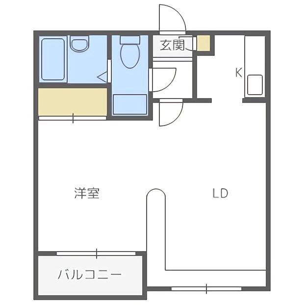 ハウスオブリザ平岸壱番館(1LDK/2階)の間取り写真