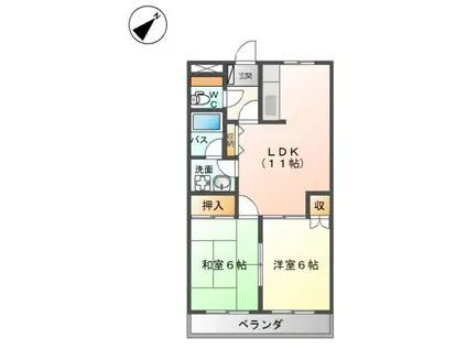 ブリリアントハイツ(2LDK/2階)の間取り写真