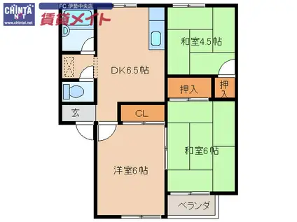 ルミナス宮前(3DK/1階)の間取り写真