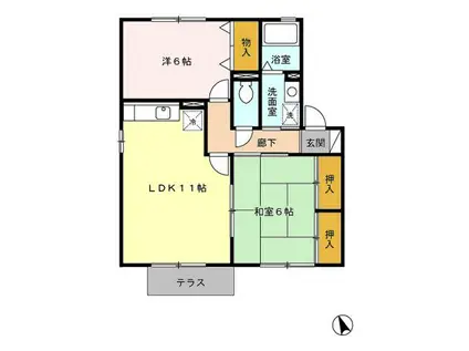 メゾンパークスII(2LDK/1階)の間取り写真