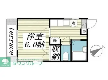 グリーンウェーブ吉野(1K/1階)の間取り写真