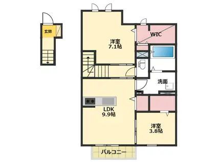 セントラルヴィレッジ泉(2LDK/2階)の間取り写真