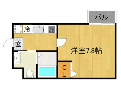 カーサフォレスタII(1K/2階)の間取り写真