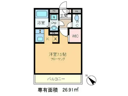 リブリ松風(ワンルーム/2階)の間取り写真