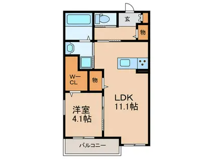 ロンドラージ今林(1LDK/2階)の間取り写真