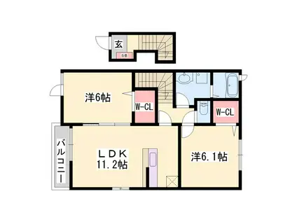 カレントコートI(2LDK/2階)の間取り写真