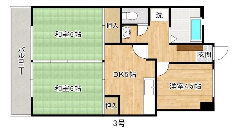 第8岡部ビル(3DK/4階)の間取り写真