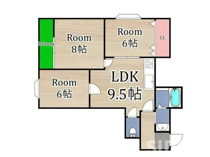 クイーンライフIMAZU(3LDK/9階)の間取り写真