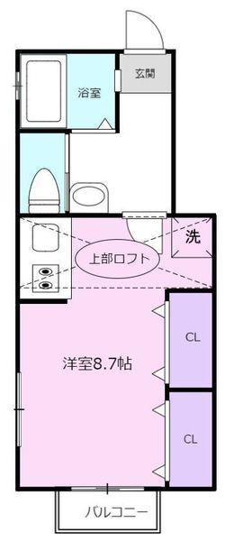 カームプレイス(1K/2階)の間取り写真