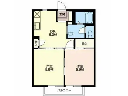 桜通 D(2DK/1階)の間取り写真