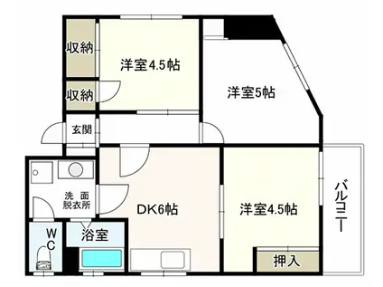 ハイムスィート(3DK/4階)の間取り写真