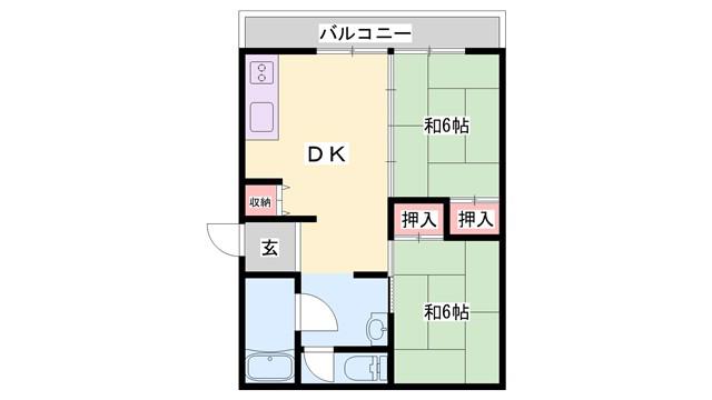 上野田マンション(2DK/5階)の間取り写真