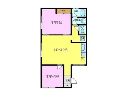 シャトードイワネG(2LDK/1階)の間取り写真