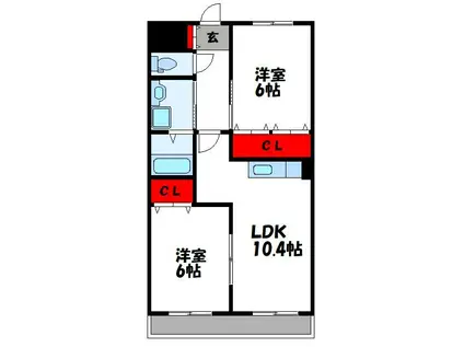 ハピネスコート(2LDK/1階)の間取り写真