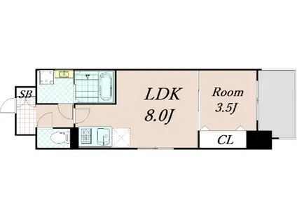 CREST TAPP 京都西京極DEX(1LDK/2階)の間取り写真