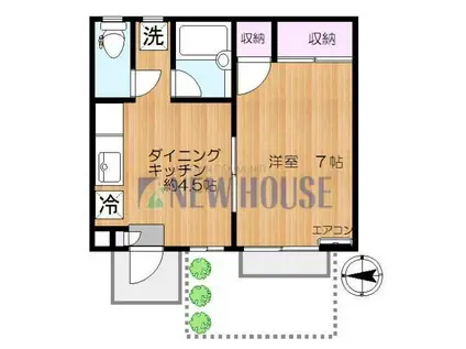 アパルトエノキ(1DK/1階)の間取り写真