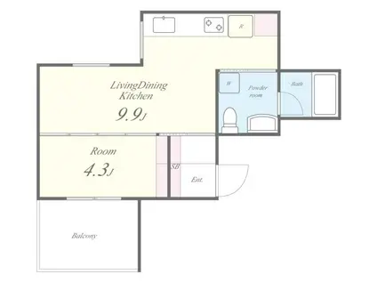 阿部マンション(1LDK/2階)の間取り写真